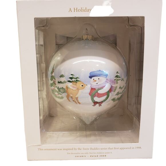 Hallmark Keepsake Ornaments Snow Buddies 2008 Ceramic Ornament NEW - Picture 3 of 13